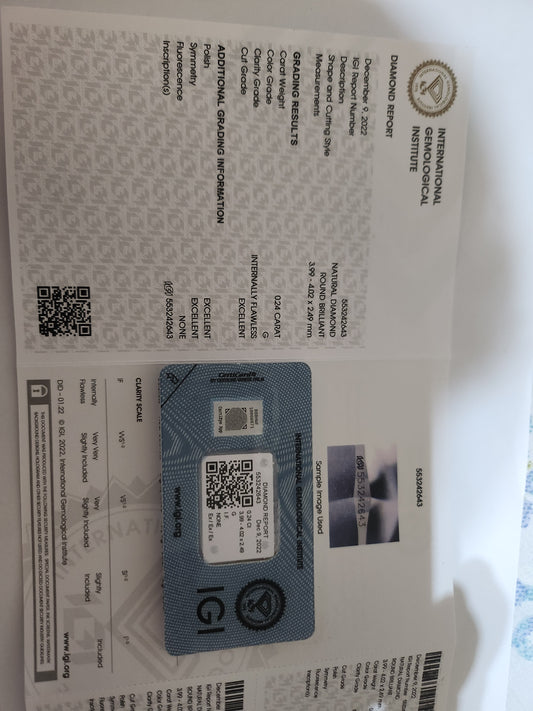 DIAMANTE NATURALE CON CERTIFICATO IGI