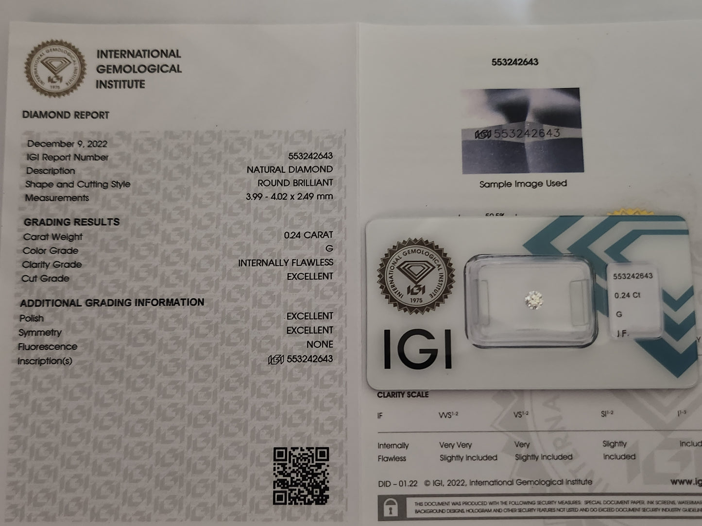 DIAMANTE NATURALE CON CERTIFICATO IGI