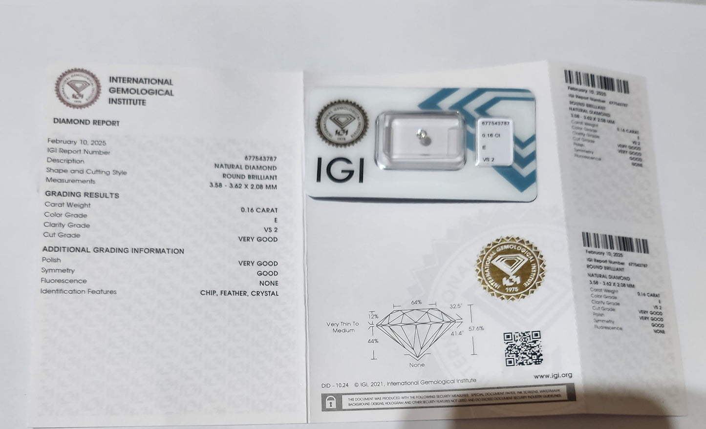 Diamante naturale da 0.16 Ct